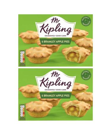 2 x 6pk Bramley Apple Shortcrust Pastry Pies Fruit Cakes Sweet Dessert Snack Pudding