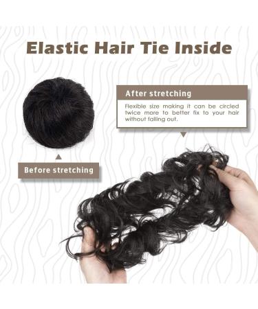 BARSDAR 100% Human Hair Scrunchie in 1B#-Black - Curly Messy Bun Hairpiece for Women & Kids - Updo Chignons - 5.1 inch - Buy Online on SooperMarket.com