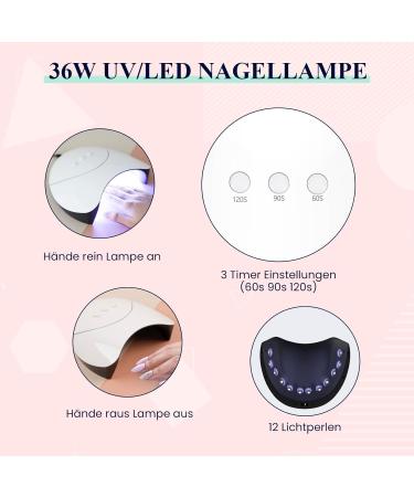 Phoenixy 6 Color Poly Nail Gel Kit with 36W UV/LED Lamp - Complete Nail Extension Set - Perfect Gift for Women - Buy Online on SooperMarket.com