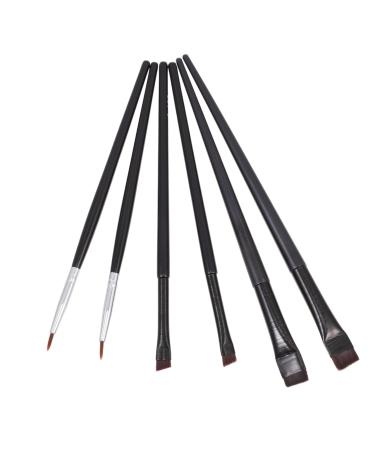 Baluue 6pcs Eyeliner Makeup Brush Eyebrow Brush Professional Makeup Brushes Black Rayon Wooden Handle