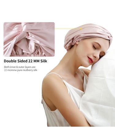 ZIMASILK 22 Momme 100% Mulberry Silk Sleep Cap for Women - Pink Silk Night Bonnet for Hair Care - Buy Online on SooperMarket.com