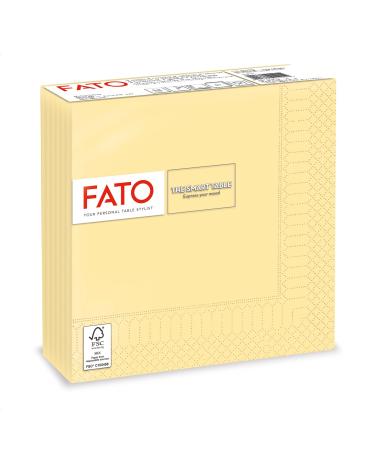 FATO - disposable napkins made of paper ideal for informal lunch and buffets pack with 50 napkins size 33x33 folded in 4 2 -layer color champagne 100% pure cellulose paper FSC