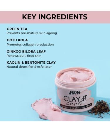 Nykaa Naturals Clay It Cool Mask - Antioxidant-Rich Face Mask for Youthful Glow & Improved Circulation - 3.5 oz - International Shipping Available - Buy Online on SooperMarket.com