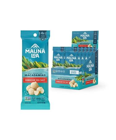 Mauna Loa Premium Hawaiian Macadamia Nuts, Hawaiian Sea Salt Flavor, Snack Mac Mini Pouches, Single Serve 1 Oz Bags (Pack of 12) Hawaiian Sea Salt 1 Ounce (Pack of 12)