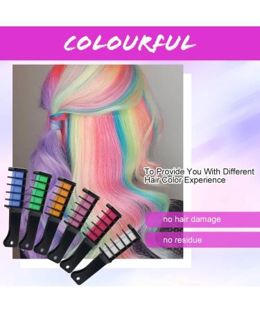 AOOWU 6 Colors Hair Chalk Comb Set - Safe & Non-Toxic Temporary Hair Dye for Girls Kids - Washable Hair Color Brush for Halloween, New Year Party & Cosplay - Buy Online on SooperMarket.com