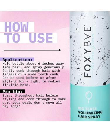 FoxyBae Big Tease Volumizing Hair Spray - Adds Volume, Hold, and Anti-Frizz - Biotin-Infused - 142g/5 Fl. OZ - Suitable for All Hair Types - Buy Online on SooperMarket.com