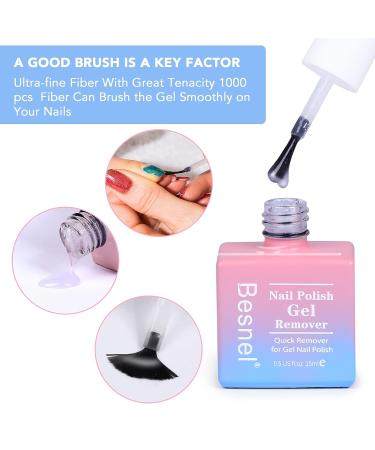 Besnel Gel Nail Polish Remover 5 Pack - Professional Non-Irritating Formula with Nail File, Cuticle Pusher - Quick, Easy Gel Polish Removal without Foil Soaking - 1 Fl Oz - Buy Online on SooperMarket.com