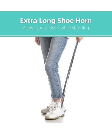 Long Handle Metal Shoe Horn - 31.5 for Seniors, Pregnant Women, and Back Pain Relief - Buy Online on SooperMarket.com