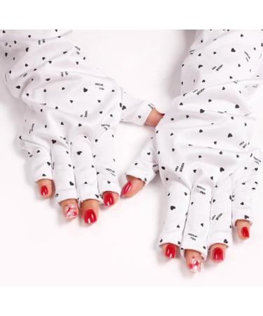 Moisturizing Gloves UPF 50+ Manicure Gloves UV Protection Gloves Gel Manicure Lamp Manicure Fingerless Gloves Manicure Dryer Length 11.5X40cm - Buy Online on SooperMarket.com