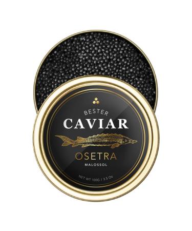 OVERNIGHT GUARANTEED, BESTER Premium Osetra Sturgeon Black Caviar - (3.50 oz (100g)) - Malossol Ossetra Black Roe - Premium Quality, Traditional Style, imported
