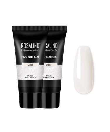 Rosalind poly nail gel acrylic gel for nails 2PCs white colors 60ml poly nail gel quick extension builder acrylic nail gel nail extension gel polish starter set for beginners professional salon diy set 2