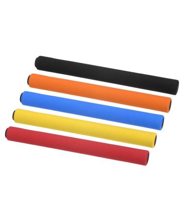 PATIKIL Relay Track Baton Set, Sponge Stainless Steel Tube Race Field Running Sticks for Outdoor Athletics Sport Game Tool Black,Blue,Orange,Red,Yellow