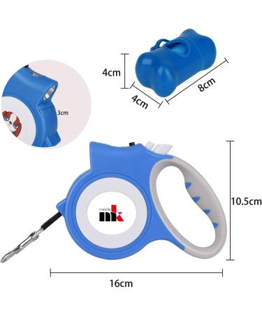 Makife Retractable Dog Leash 5m for Large & Medium Dogs | Includes Flashlight & 15 Dog Droppings Bags - Ideal for Easy Walks - Buy Online on SooperMarket.com