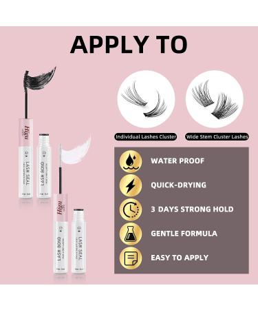Lash Bond and Seal Cluster Lash Glue Mascara Wand | Infused with Biotin & Vitamin E | Super Strong Hold for 72 Hours | All Day Wear | DIY Eyelash Extension Bond | 1 Count - Buy Online on SooperMarket.com