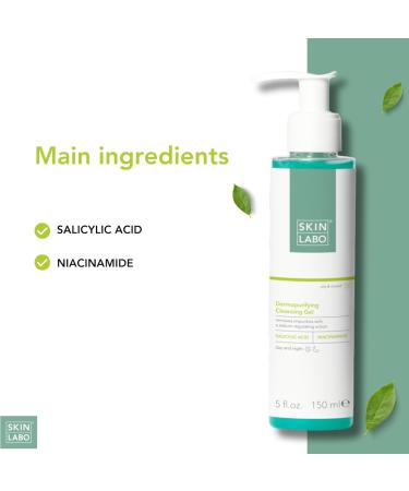 SkinLabo - Dermopurifying Cleansing Gel - Balancing and Purifying Action Removes Impurities with Salicylic Acid and Niacinamide - 150 ml New Version - Buy Online on SooperMarket.com