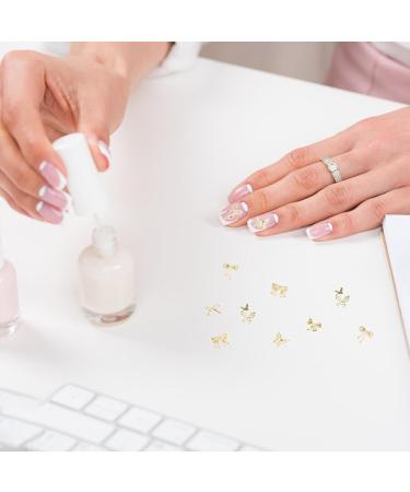 Buy Butterfly Nair Charms 40Pcs - Gold Alloy Nail Art Decorations with 7 Styles of 3D Bow Gemstones & Double Layer Designs - Buy Online on SooperMarket.com