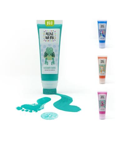 Mini plant organic paint color green with sponge attachment made of natural raw materials pollutant -free as finger color - footprint stamp children - memory and decoration for baby and toddler rooms