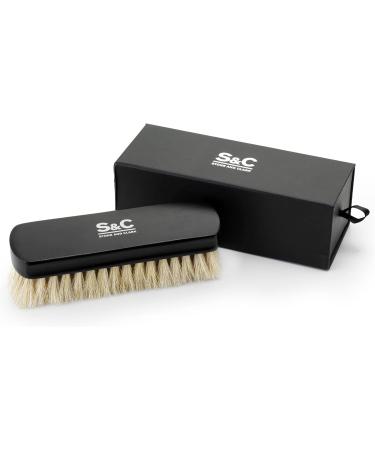 Stone and Clark Premium White Horsehair Shoe Brush - 100% Horse Hair Bristles for Perfect Leather Polish - Concaved Beech Wood Handle - Shoe Care Essential - Buy Online on SooperMarket.com
