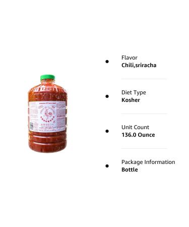 Huy Fong Sriracha Chili Sauce 8.5 lb - Authentic Thai Hot Sauce - Buy Online on SooperMarket.com