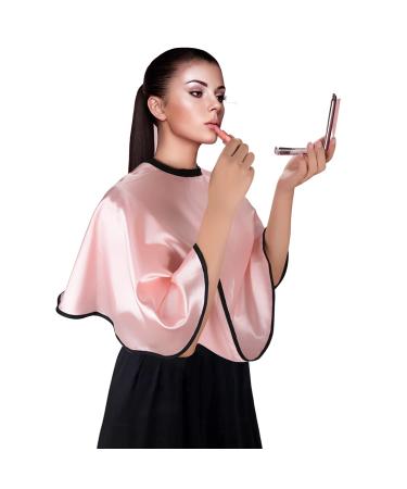 Noverlife Satin Makeup Cape Pink Beauty Salon Shorty Smock for Clients Lightweight Salon Haircut Shawl Cape Silky Hairdressing Makeup Shawl Cloth Tool for Makeup Artist Beautician Hairdresser Pink (Silk-like Satin)