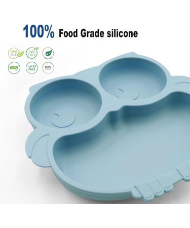 BPA-Free Silicone Baby Suction Plate for Toddlers - Dishwasher & Microwave Safe - Blue - Buy Online on SooperMarket.com