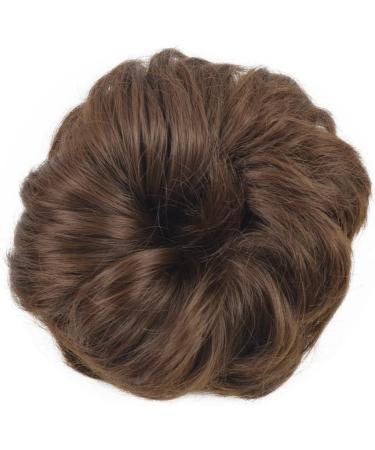 1 Piece Messy Hair Bun Chignon Ponytail in Medium Brown - Wavy Curly Hair Scrunchie Extension for Women - Buy Online on SooperMarket.com