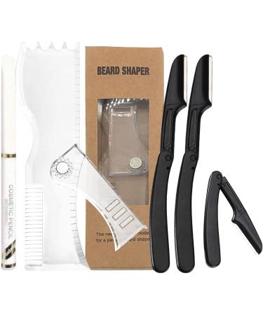 Huaxingda Beard Alignment Tool | Transparent Non-Slip Stencil & Razor - Perfect Mustache & Beard Grooming Kit - Buy Online on SooperMarket.com