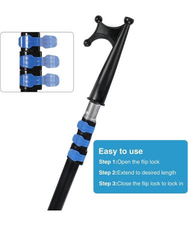 Lineslife Boat Hooks Floating | Telescoping 12ft Extendable Push Hook Pole | Lightweight Aluminum | Non-Slip Black - Buy Online on SooperMarket.com