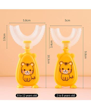 JENPECH Cartoon Kids U-Shaped Toothbrush - Food Grade Soft Silicone Brush Head 360 Oral Teeth Cleaning Design for Toddlers and Children 2-7Years/8-12Years Yellow 2-7Years - Buy Online on SooperMarket.com