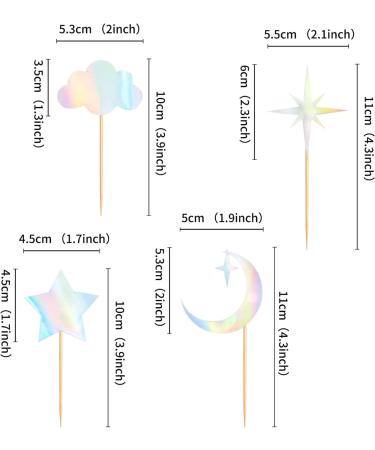 Cyodoos 24 Pack Laser Glitter Moon and Star Cupcake Toppers Sweet Baby Gender Reveal Cupcake Picks Baby Shower Kids Girls Birthday Party Kids Birthday Wedding Party Cake Decorations Supplies Laser1 - Buy Online on SooperMarket.com