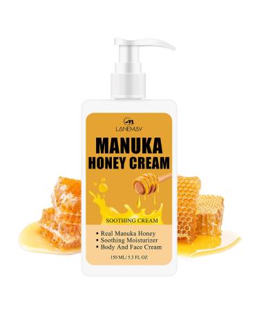 Manuka Honey Cream Face Moisturizer and Body Lotion for Dry Skin Hydrating & Firming Face & Body Skin Care Daily Lotion Lightweight Non-Greasy Anti Wrinkle Honey Facial Cream for Women & Men