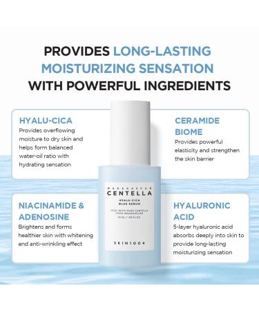 SKIN1004 Hyalu-CICA Blue Serum 50ml - 5 Layer Hyaluronic Acid, Cica, Niacinamide - Hydrating & Refreshing Multi-Care Solution - Buy Online on SooperMarket.com