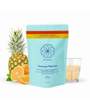 100% Vegan Immune Booster Supplement NIYAMA Immune Warrior | With Clinically Studied Beta Glucans Zinc Buffered Vitamin C | Strengthening Immune System Booster Powder | Orange Pineapple Flavour (30 Servings)