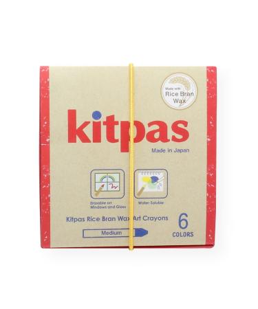 Kitpas Rice Bran Wax Art Crayons 6 Colors for Kids ages 3+  Window Art  Erasable  Water-Soluble  English Edition 6 Rice Wax Crayons