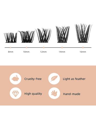 Lash Clusters DIY Eyelash Extensions 72 Pcs D Curl 8-16mm | Thin Stem Individual Cluster Lashes for Self-application | Reusable Wisps (H-02 D Curl 8-16mm) - Buy Online on SooperMarket.com