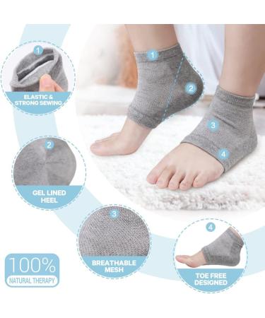 Hilph Gel Heel Socks - Moisturizing Open Toe Foot Care for Cracked Dry Heels - 2 Pairs Gray - Ideal for Men & Women - Buy Online on SooperMarket.com
