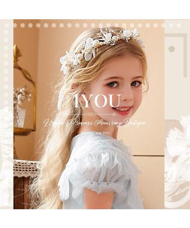 IYOU Flower Girl Headband Gold Crystal Headpiece Communion Wedding Hair Vines Bridal Hair Accessories for Girls - Buy Online on SooperMarket.com