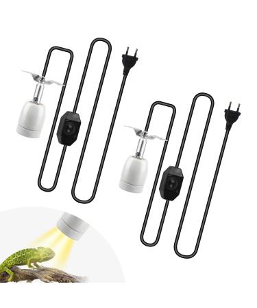 CPROPC 2PCs heat lamp STUTION Ceramic for reptiles heating lamp frame with switch 1.8m cable and plug lizard turtle UV porcelain version 360 rotatable not dimmable no bulb heating lamp version x 2