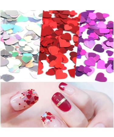 Nail Seedlettes - 36 Glitter Sequin Shapes (Hearts Stars Moons) | Holographic Nail Art Accessories for DIY Crafts & Decorations - Buy Online on SooperMarket.com