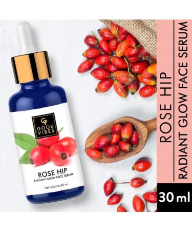 Good Vibes Rosehip Face Serum - Hydrating Natural Formula for All Skin Types | Paraben & Sulfate Free - 30 ml - Buy Online on SooperMarket.com
