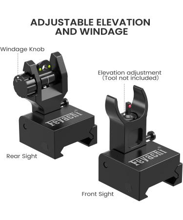 Feyachi S27 Fiber Optic Iron Sights Set with Red/Green Dot Picatinny Backup - Front & Rear Flip Up - Buy Online on SooperMarket.com