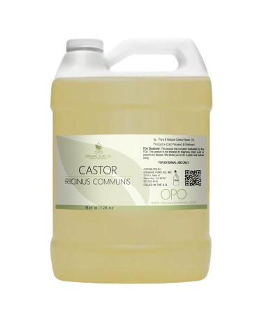 Castor Oil - 100% Pure Refined Natural Cold Pressed Vegan Non GMO Bulk 128 oz - 1 Gallon Premium Grade A - Bulk Wholesale Castor Oil for Hair Nails Eyelashes Eyebrows Beard Mustache - Organic Pure Oil