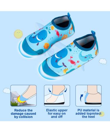 Kids Beach Swim Shoes - Blue Whale | Non-Slip Aqua Socks for Boys and Girls | Quick Dry Barefoot Water Sport Shoes - Buy Online on SooperMarket.com