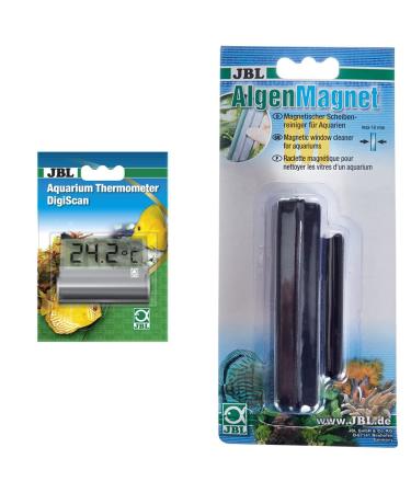 JBL 6122000 Digiscan aquarium thermometer gray 27 g (1-pack) & disc cleaning magnet 61292 for aquarium slices JBL algae magnet m bundle with disc cleaning magnet m