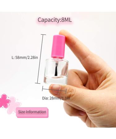 20PCS 8ML Empty Nail Polish Bottles - Clear Glass Refillable Containers with Brush Cap, Funnel & Mixing Balls for Nail Art - Pink - Buy Online on SooperMarket.com