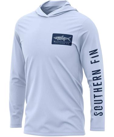 UPF 50+ Lightweight Performance Fishing Hoodie Shirt with Hood - Large, Arctic Blue - Buy Online on SooperMarket.com