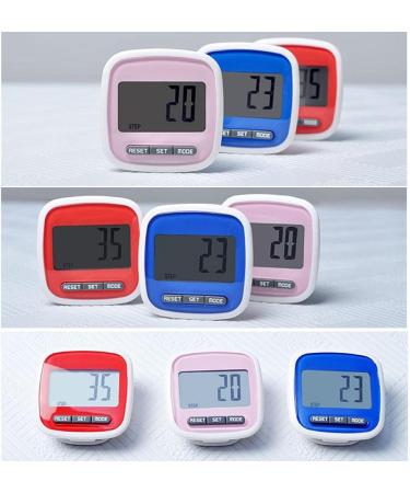 Simple 3D Pedometer with LCD Display - Clip-on Walking & Running Counter in Red | International Shipping Available - Buy Online on SooperMarket.com