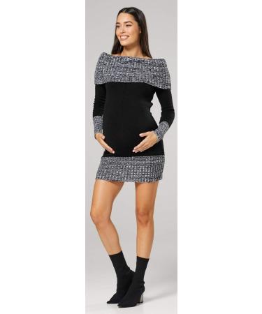 HAPPY MAMA Maternity Bardot Knitted Jumper Dress Pullover Sweater - Black (Size 16-18) - Buy Online on SooperMarket.com