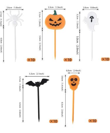 Rsstarxi 50 Pack Plastic Halloween Food Toothpicks Halloween Cupcake Toppers Pumpkin Ghost Spider Bat Cupcake Food Picks for Fruit Appetizer halloween Birthday Party Cake Decorations Design 16 - Buy Online on SooperMarket.com
