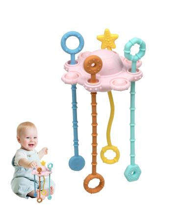 Calakono Spinner Sensor Toy for Toddlers | Safe Montessori Pull String Activity Toys for Travel | Child-Friendly Sliding and Dragging Toys in Pink - Buy Online on SooperMarket.com